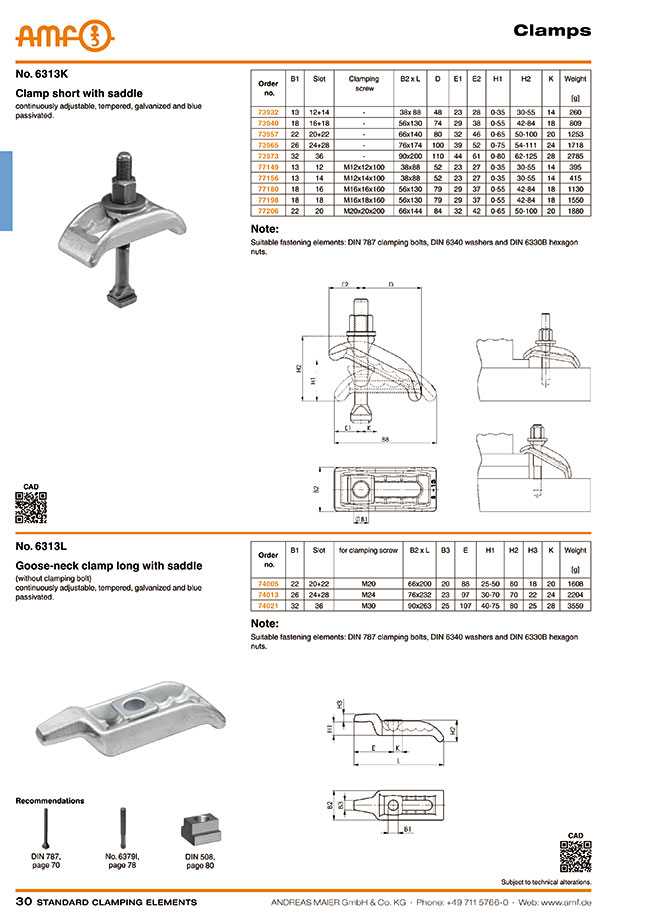 73940 | 6313K Clamp, short with saddle from AMF | MISUMI