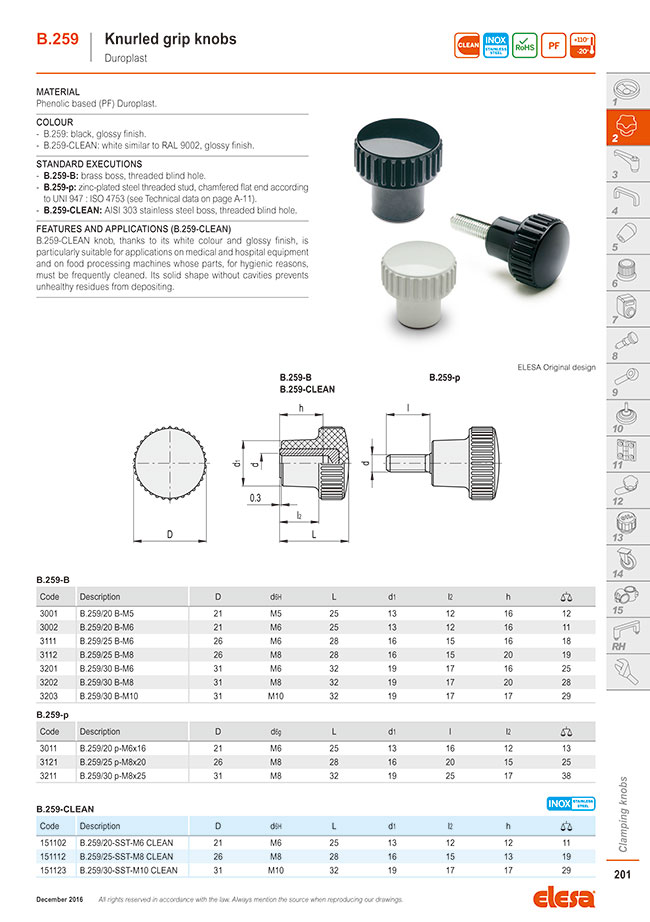 B.259 - Knurled grip knobs -Duroplast from ELESA | MISUMI