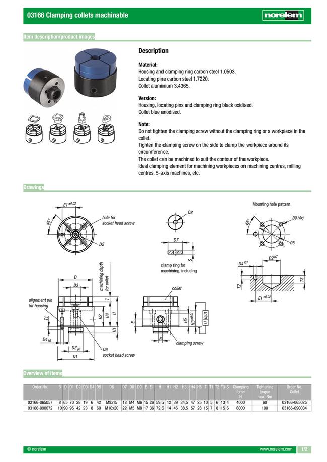 Pinzas de sujeción mecanizables (03166) from NORELEM | MISUMI