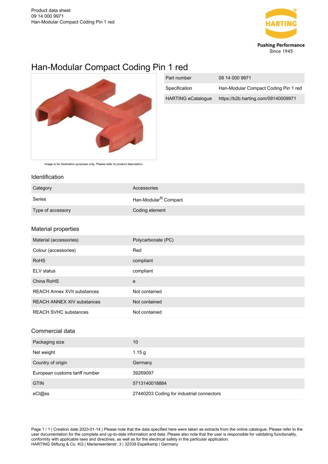 Han B Coding Elemento de codificación, Han from HARTING | MISUMI