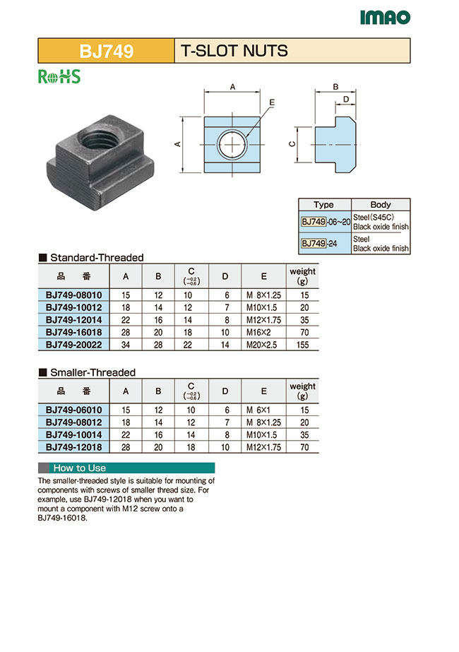 T Slot Nut Dimensions