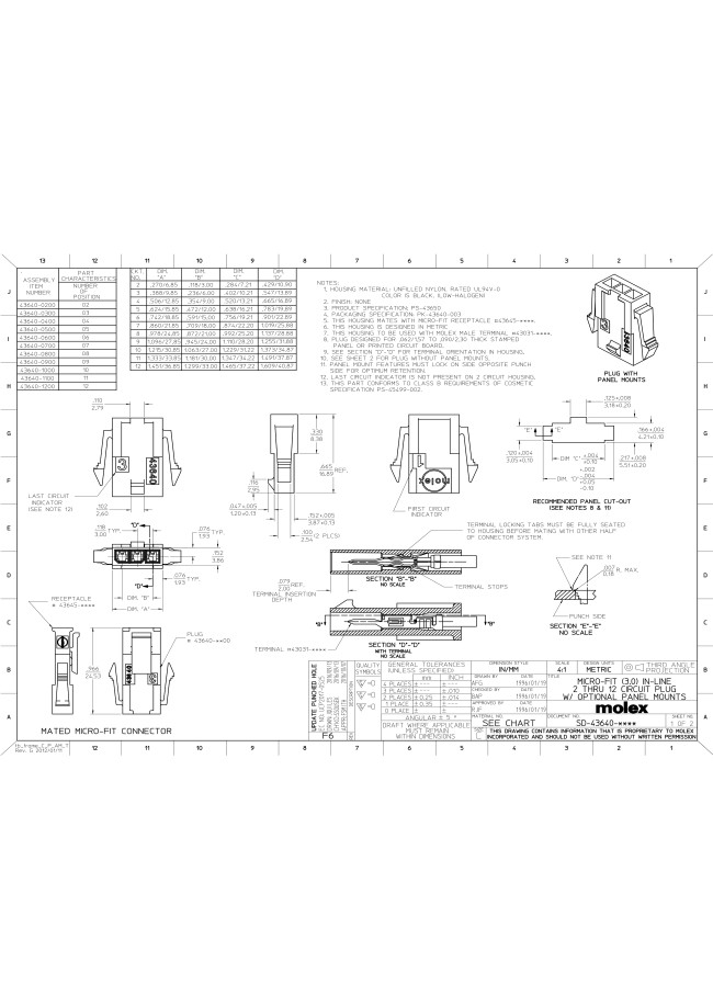 Conector Micro-Fit 3.0 (43640) from MOLEX | MISUMI