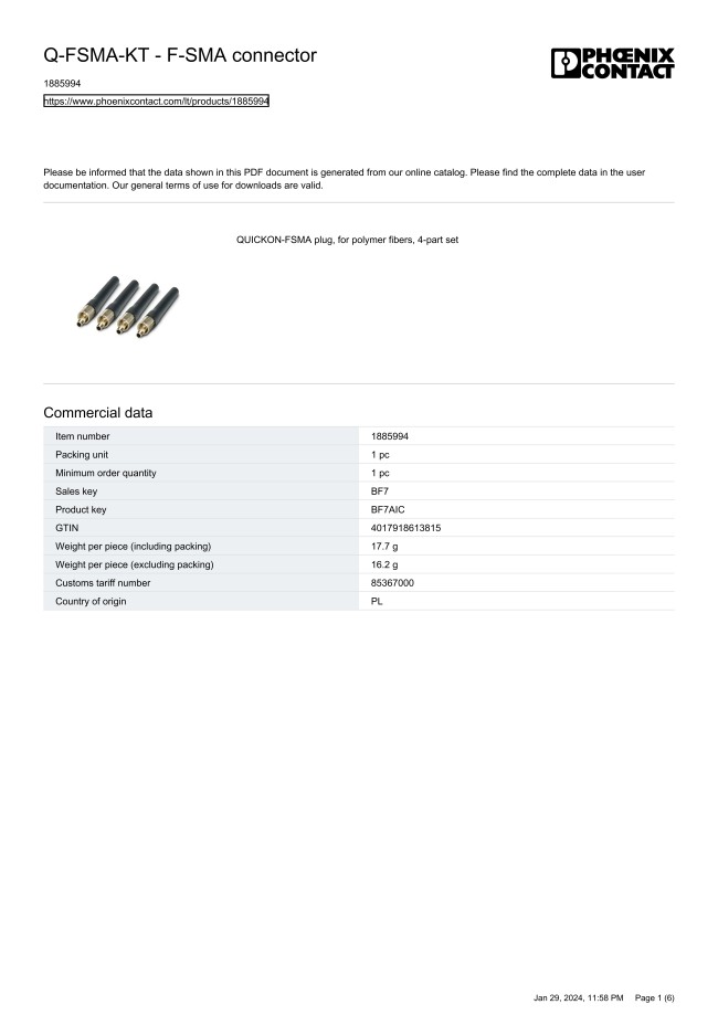 Conector F-SMA, Q-FSMA from PHOENIX CONTACT | MISUMI
