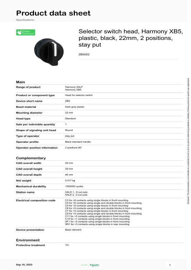 Selector Harmony ZB5 from SCHNEIDER ELECTRIC | MISUMI
