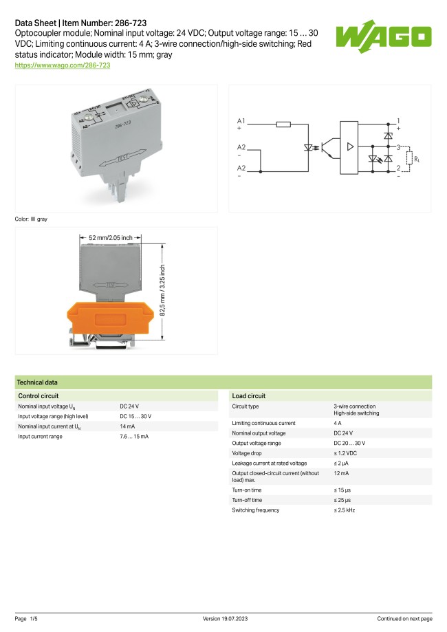 WAGO | 286-752/002-000 | Optokopplarmodul med röd statusindikator, grå 286-752/002-000 | Optokopplare WAGO | 286-752/002-000 | Optokopplarmodul med röd statusindikator, grå 286-752/002-000 | Optokopplare